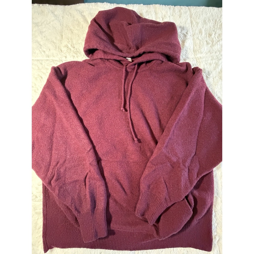 Aritzia TNA CASHMERE BLEND BURGUNDY HOODIE WITH DRAWSTRINGS LONG SLEEVE Large